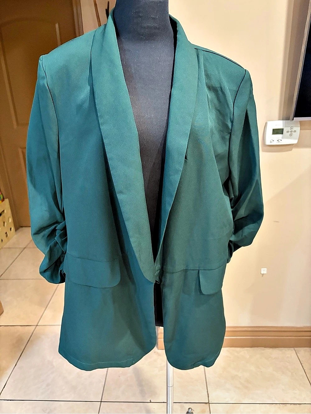 Women's Open Front Blazer in Green 0XL1